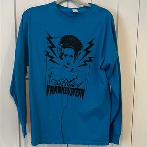 Blue Bride of Frankenstein Long Sleeve Shirt Men’s Medium 100% Cotton